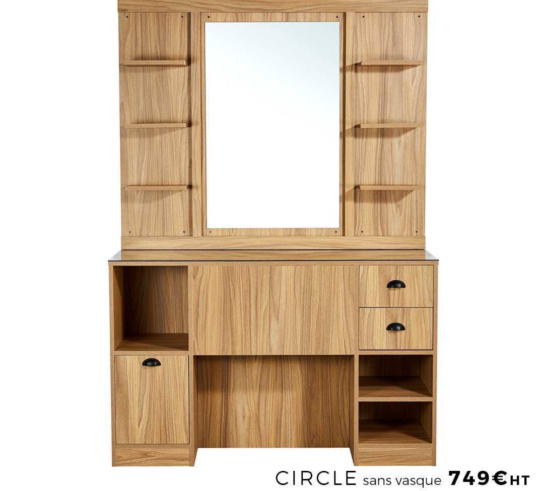 Circle brown clair - Meuble barbier (sans vasque)