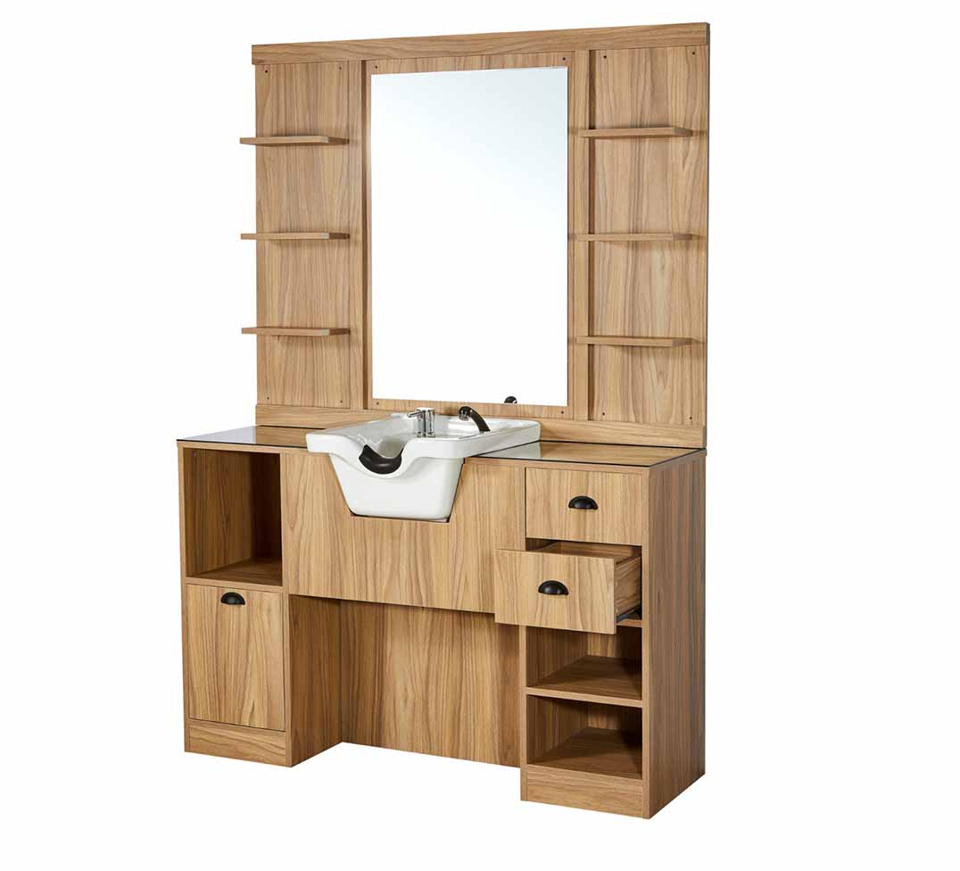 Circle brown clair - Meuble Barbier avec vasque