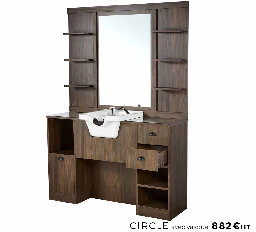 Circle brown clair - Meuble Barbier avec vasque